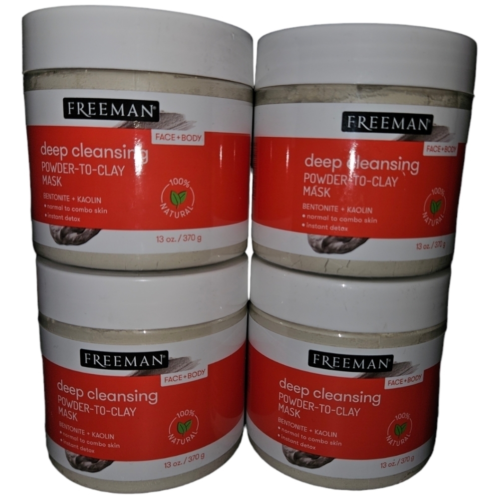 BUNDLE OF 4 NWT Freeman Deep Cleansing Powder-To-Clay Mask (Bentonite & Kaolin)